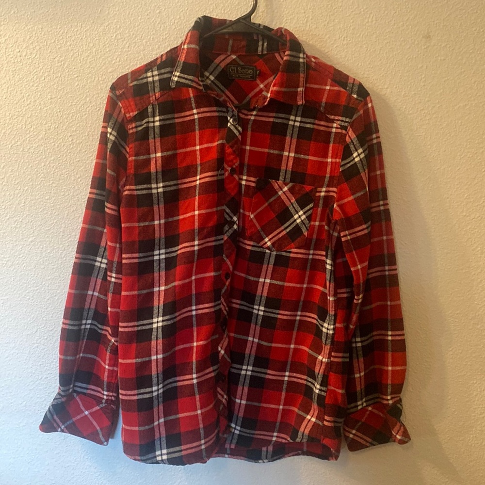 Ci Sono flannel with brown patch elbows size medium
